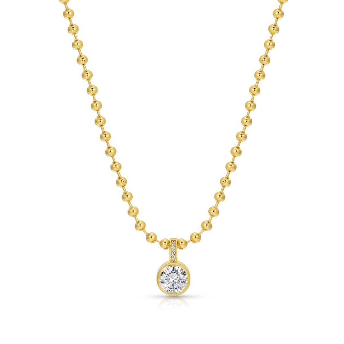 Splendid Iris Bold in Style Gold CZ Pendant Necklace