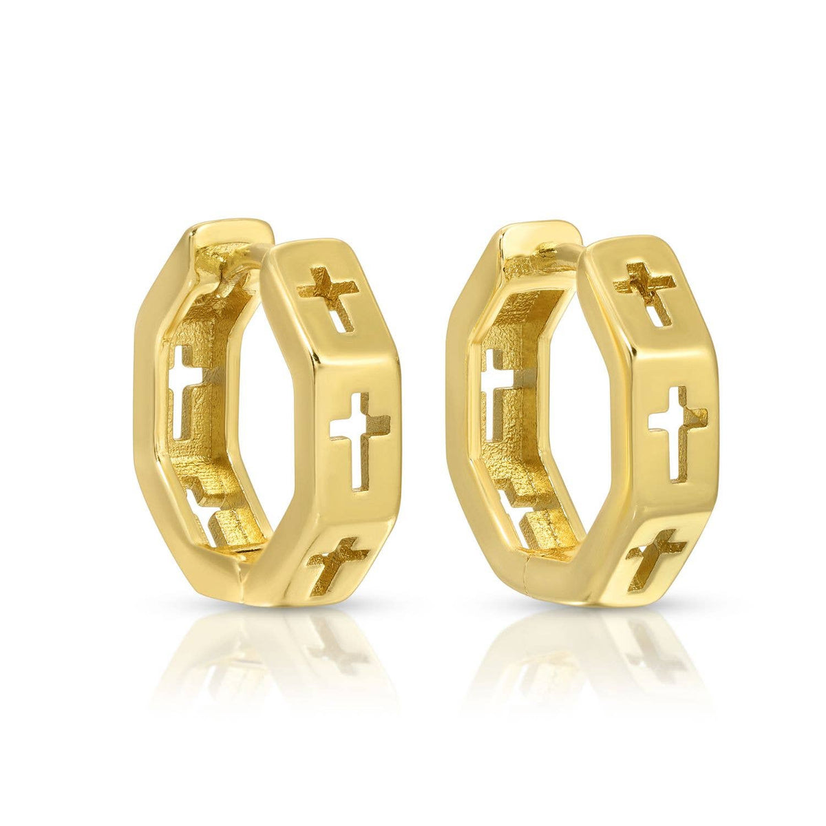 Splendid Iris Gold Understated Cross Huggie Earrings