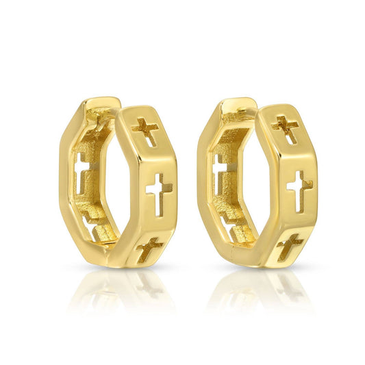 Splendid Iris Gold Understated Cross Huggie Earrings
