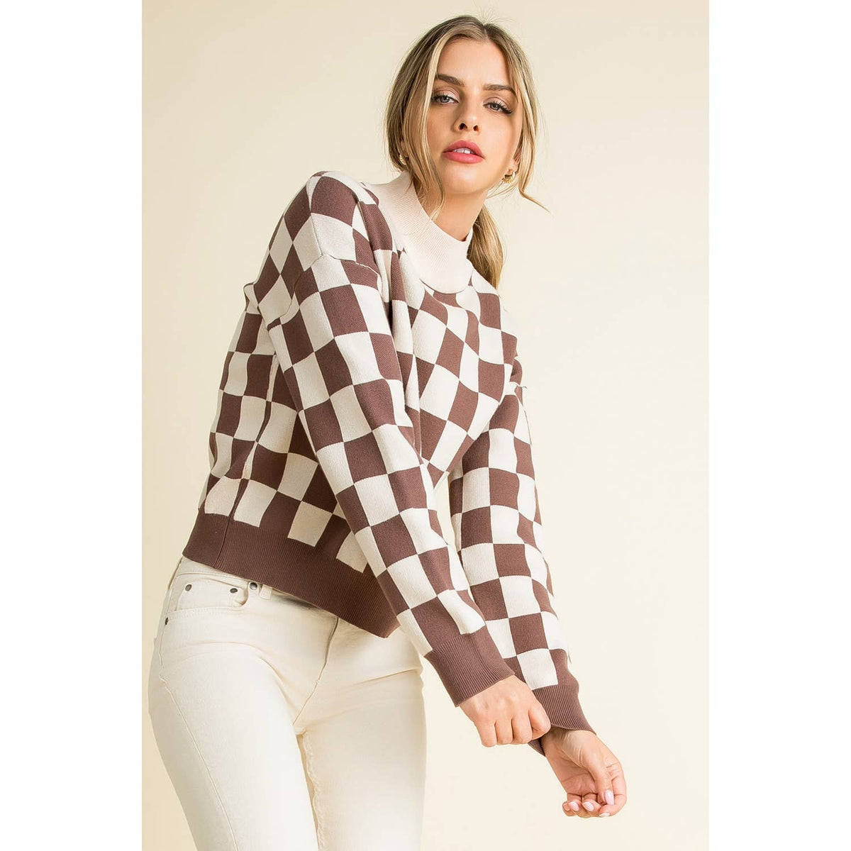 THML Brown Checkered Sweater