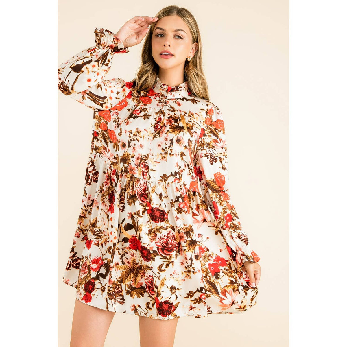 THML Mint Floral Print Button-Up Dress