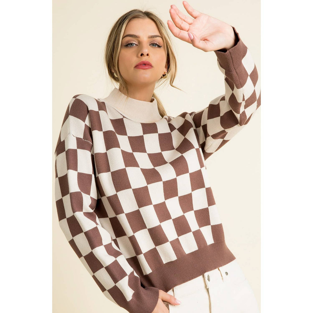 THML Brown Checkered Sweater