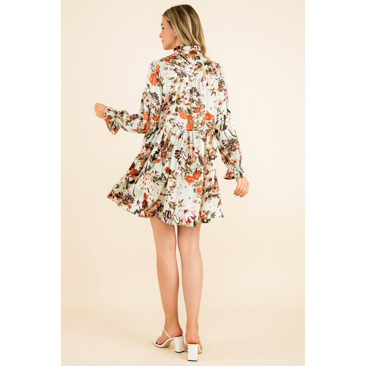 THML Mint Floral Print Button-Up Dress