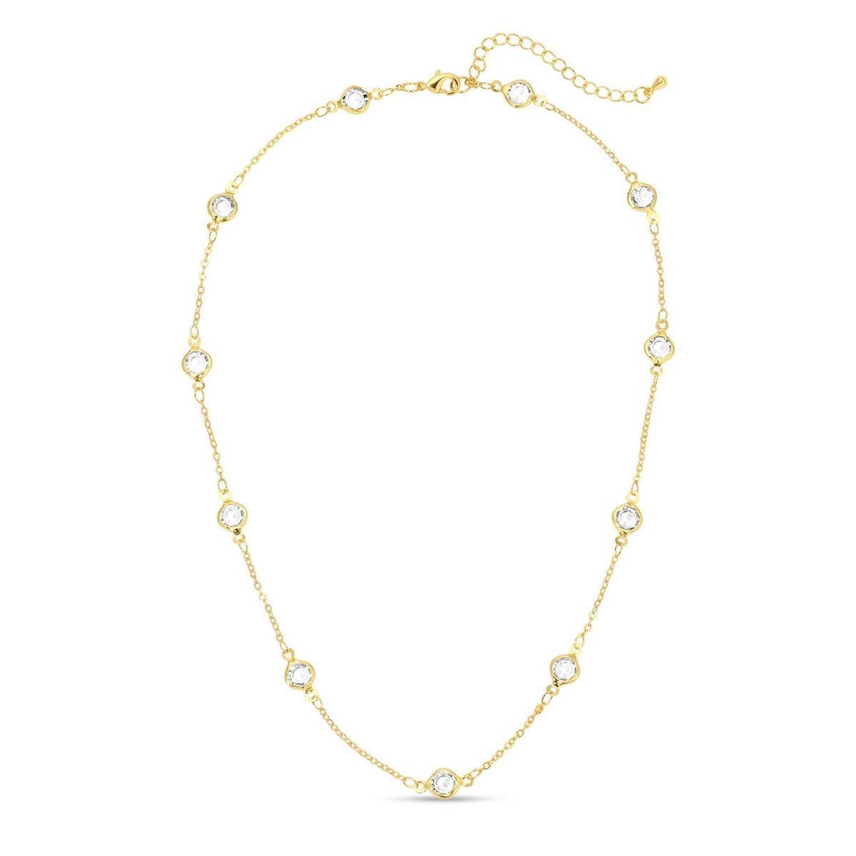 Splendid Iris Gold Framed Crystal Collar Necklace - 16 Inch