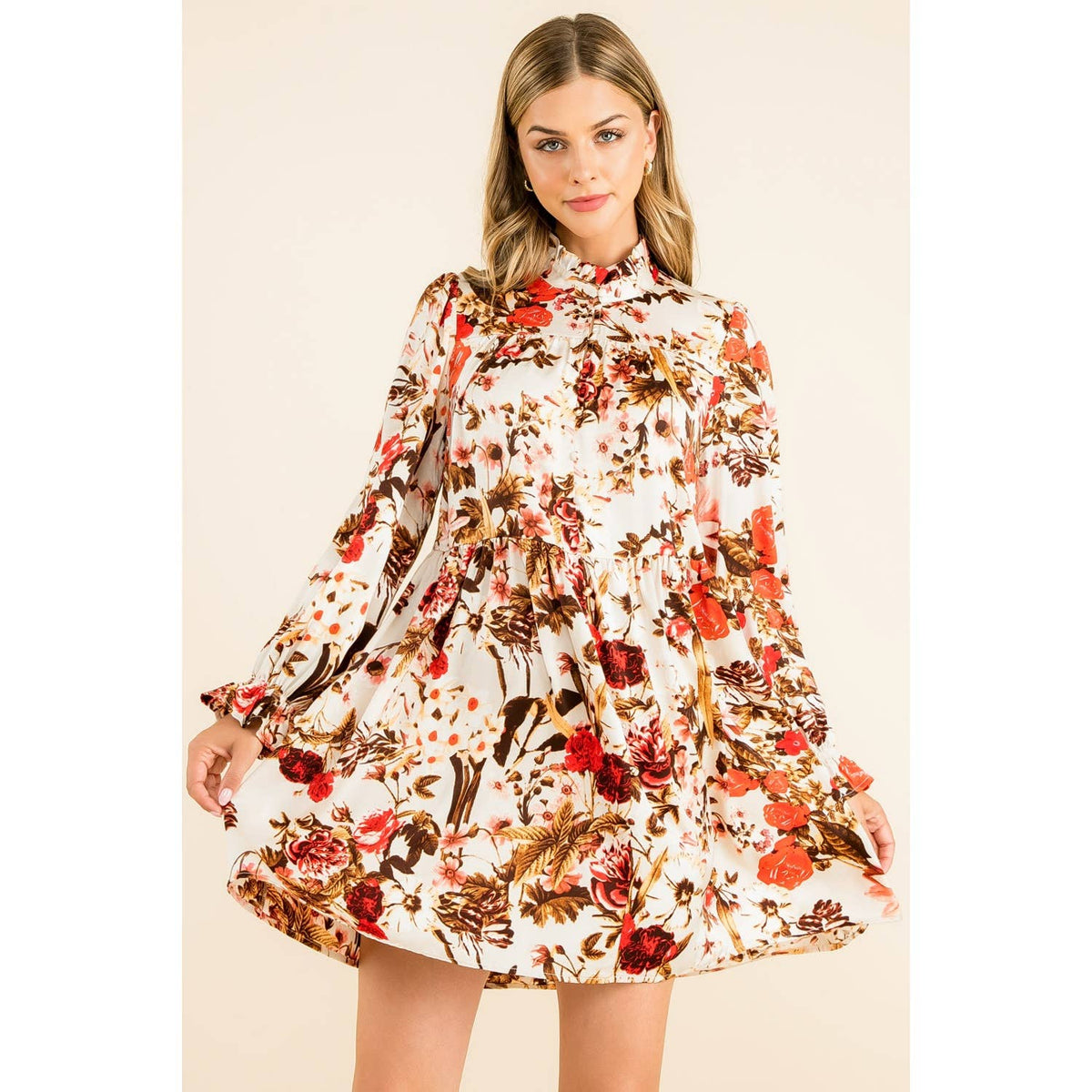 THML Mint Floral Print Button-Up Dress