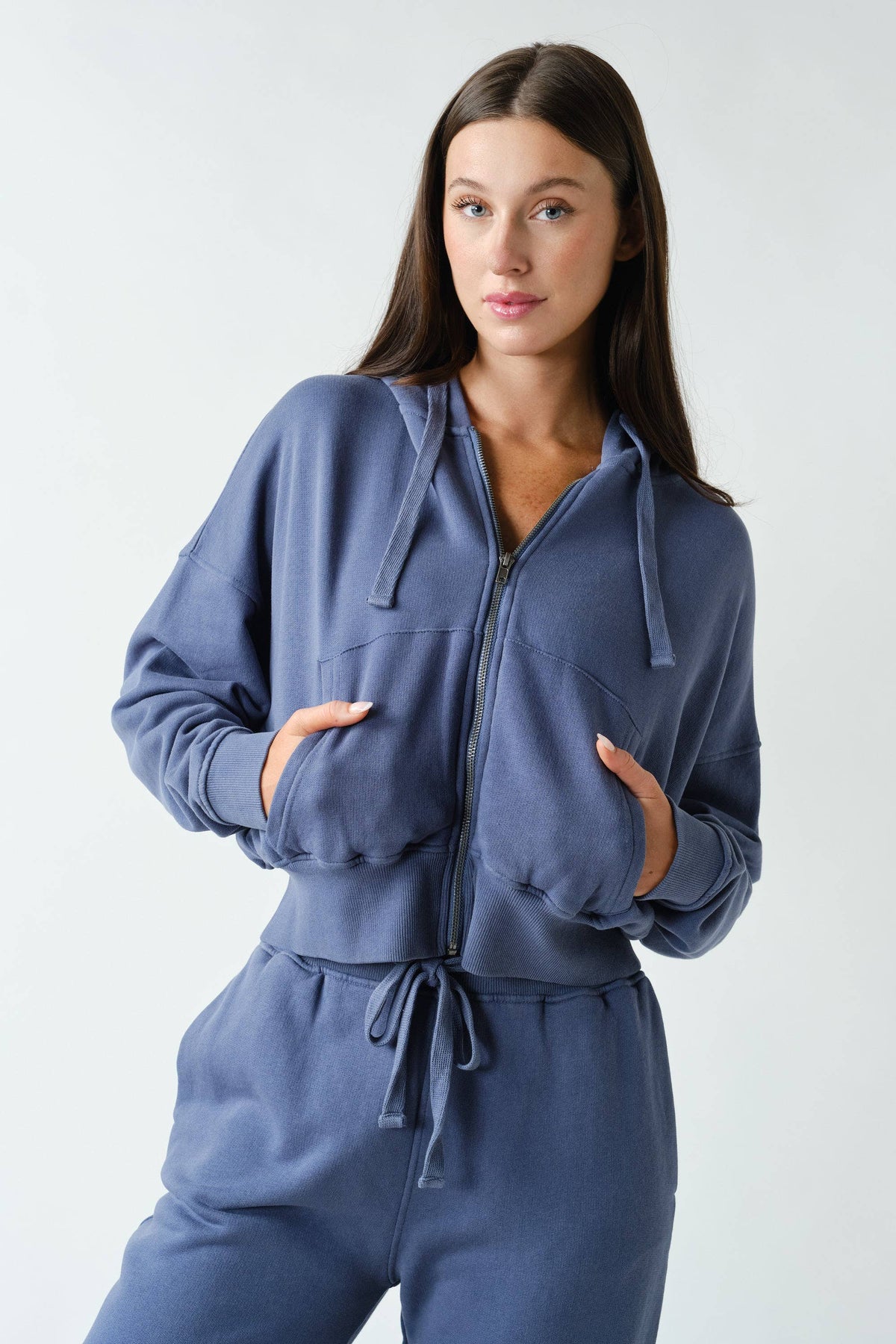 Mono B Urban Ease Mineral Wash Hoodie Jacket - Coffee Bean