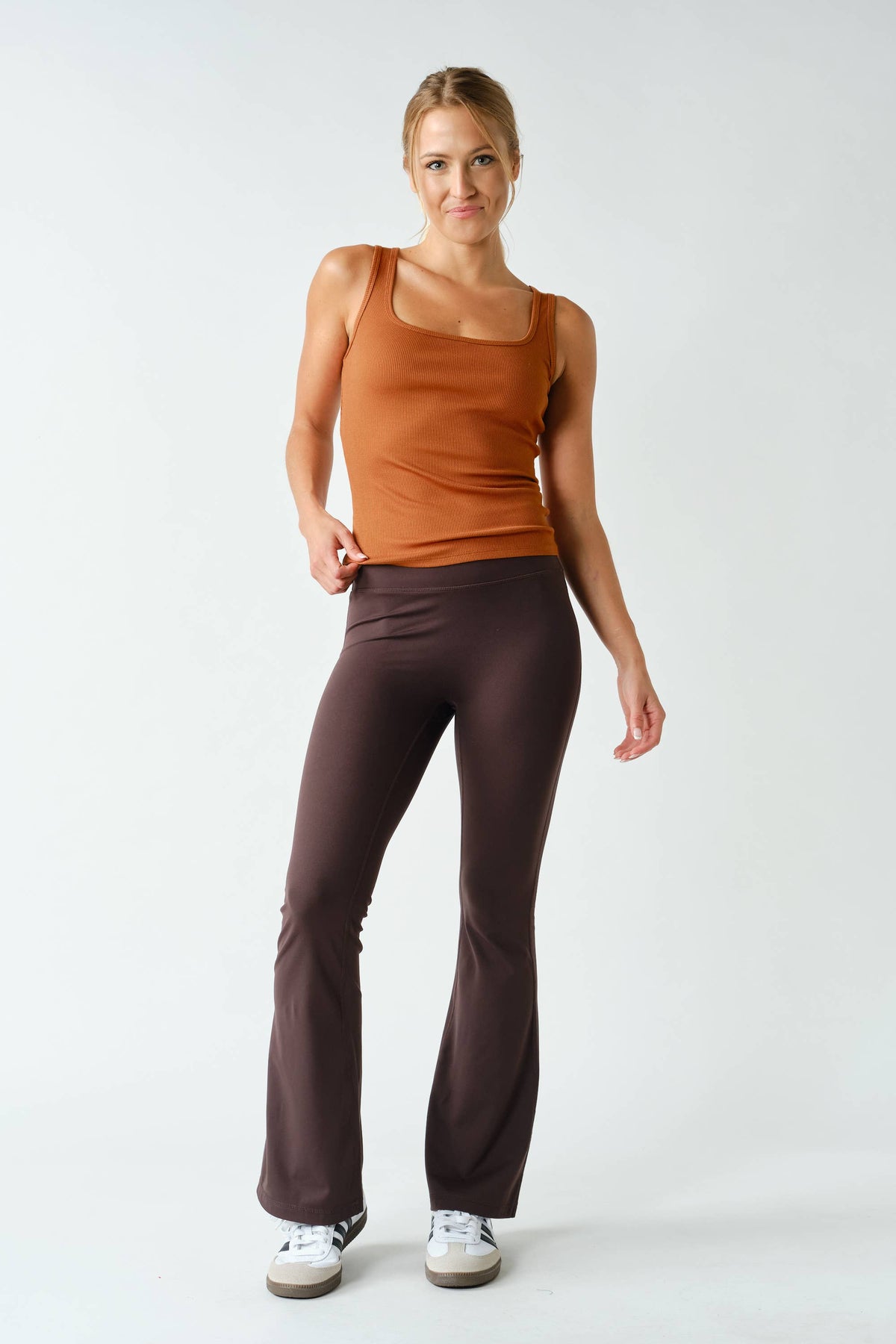Mono B Square Neck Ribbed Tank Top - Black