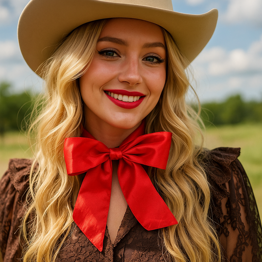 Electric Red Western Skinny Mini Wild Rag Scarf / Cowgirl Necktie #TW306