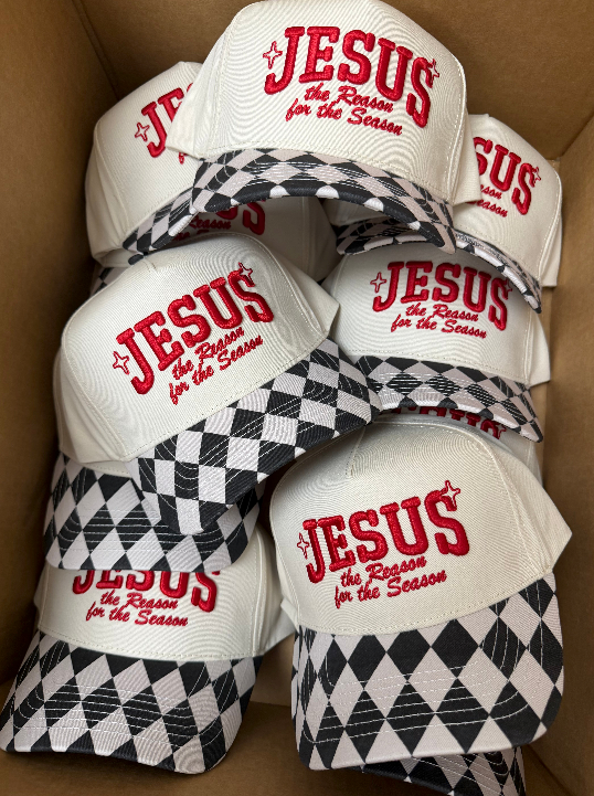 Jesus Is the Reason Black Argyle Trucker Hat