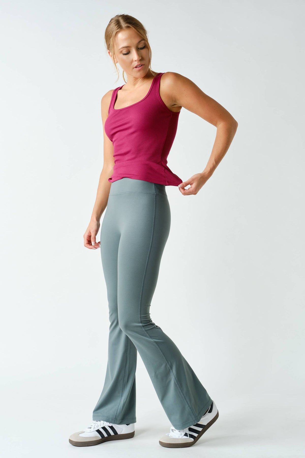 Mono B Square Neck Ribbed Tank Top - Black