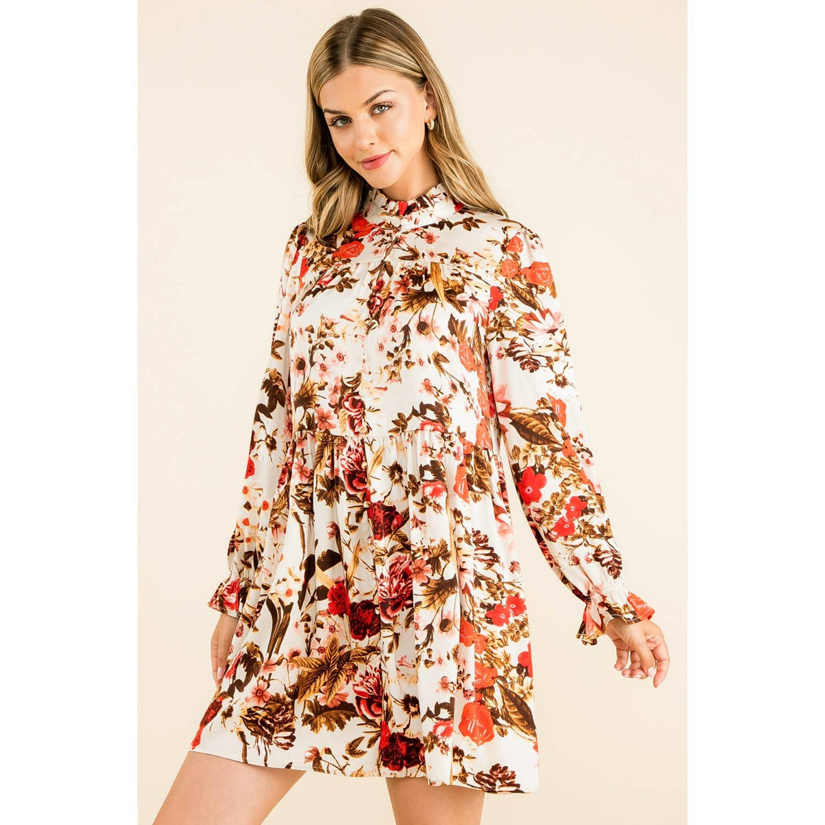 THML Mint Floral Print Button-Up Dress
