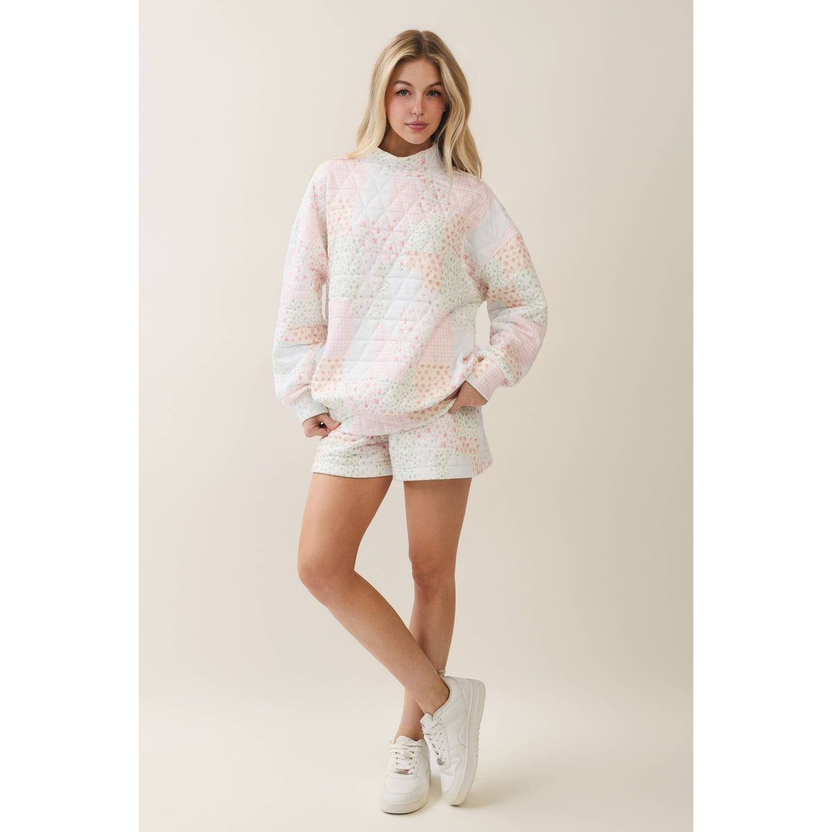 Veveret Pink Patchwork Quilted Shorts
