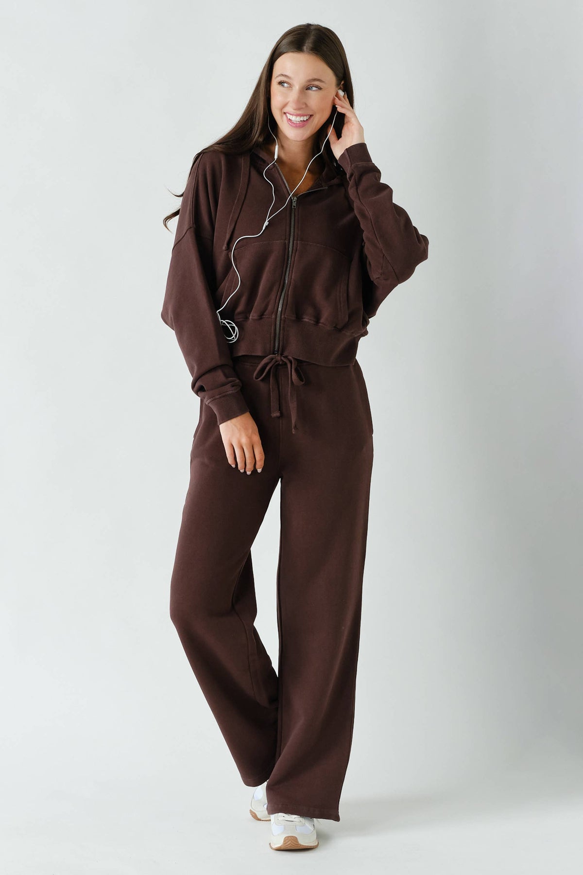 Mono B Urban Ease Mineral Wash Hoodie Jacket - Coffee Bean