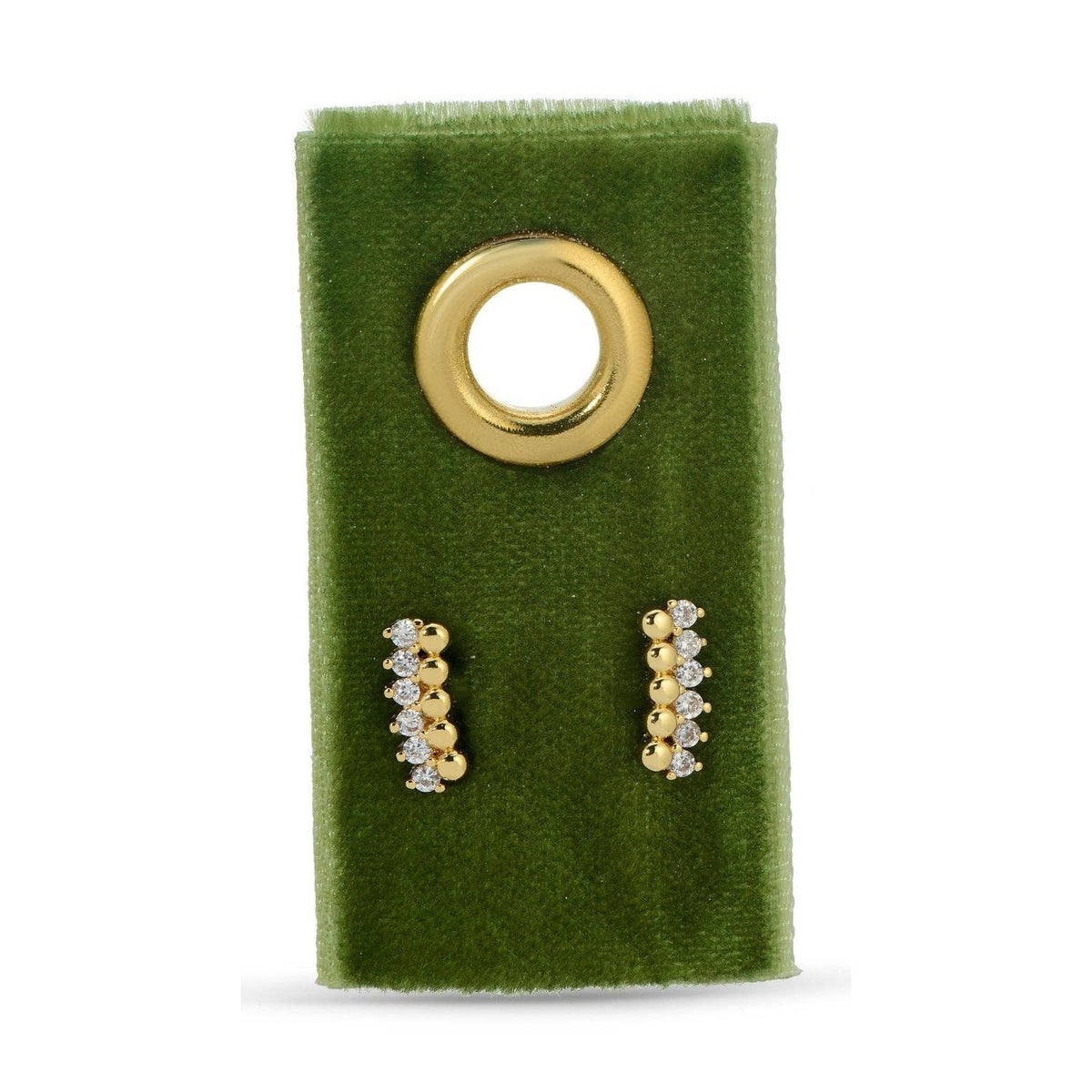 Splendid Iris Gold Delicate Dots & CZ Studs on Velvet Tag