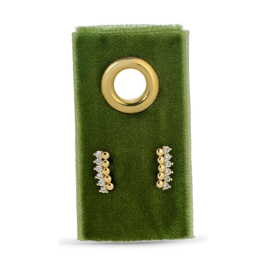 Splendid Iris Gold Delicate Dots & CZ Studs on Velvet Tag