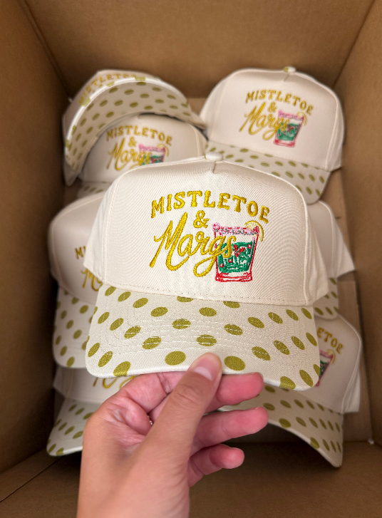 Mistletoe & Margs Chartreuse Polka Dot Trucker Hat