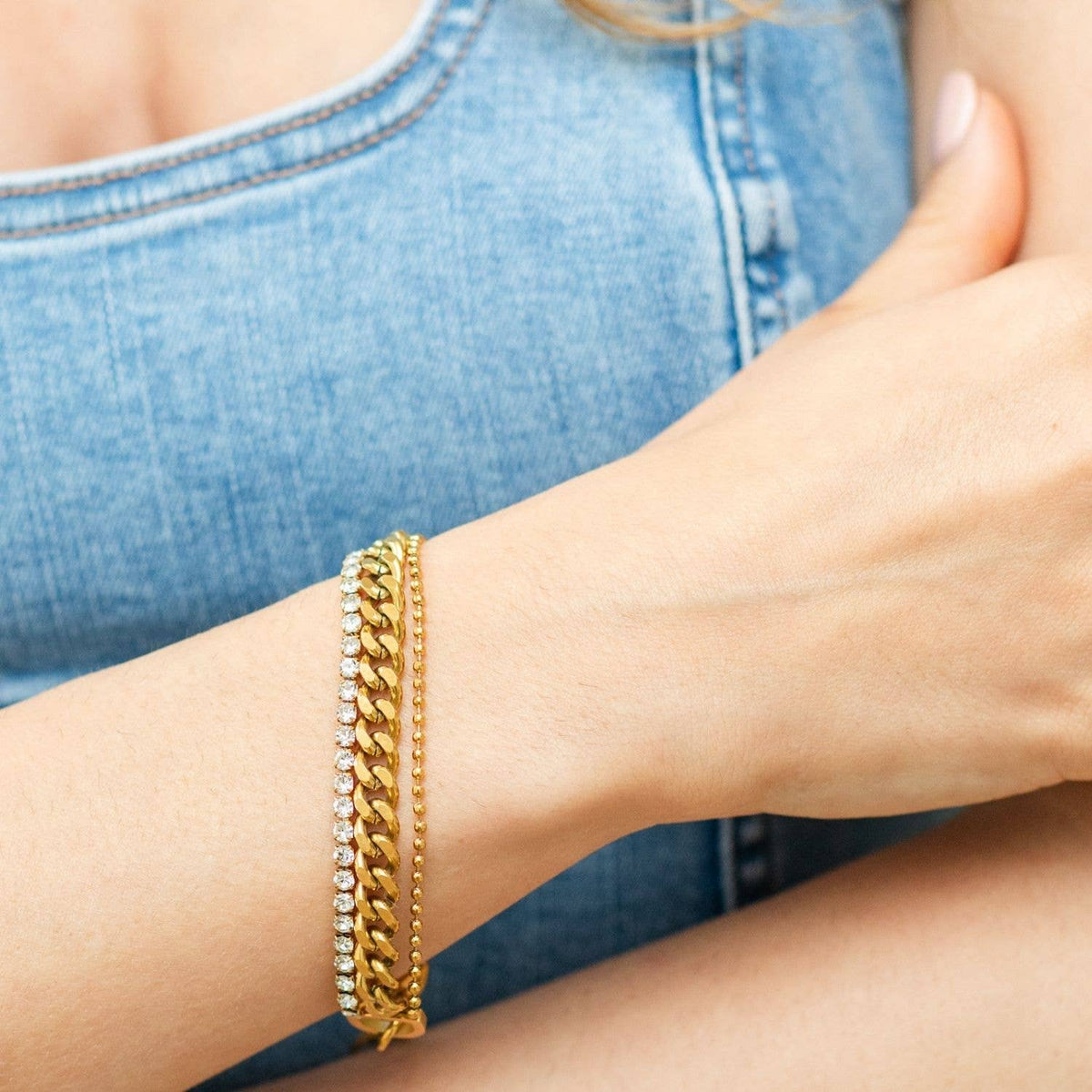 Splendid Iris Gold CZ Water-Resistant Statement Bracelet