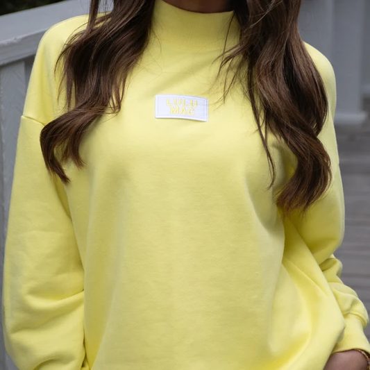 Lulu Mac Stitch Mock Neck Terry Cloth Top - Yellow