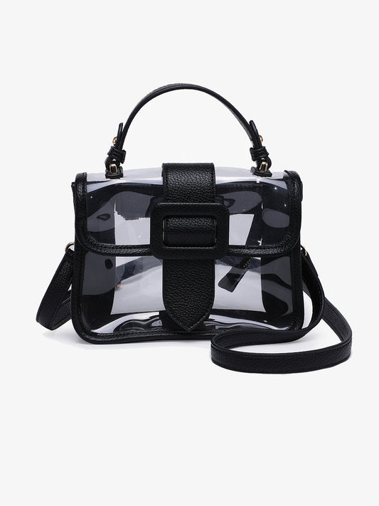 Toni Clear Crossbody Satchel with Vegan Leather Trim