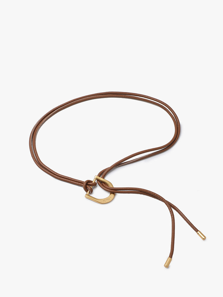 Jen & Co Brown Vegan Leather Dual-Strap Waist Belt - S/M