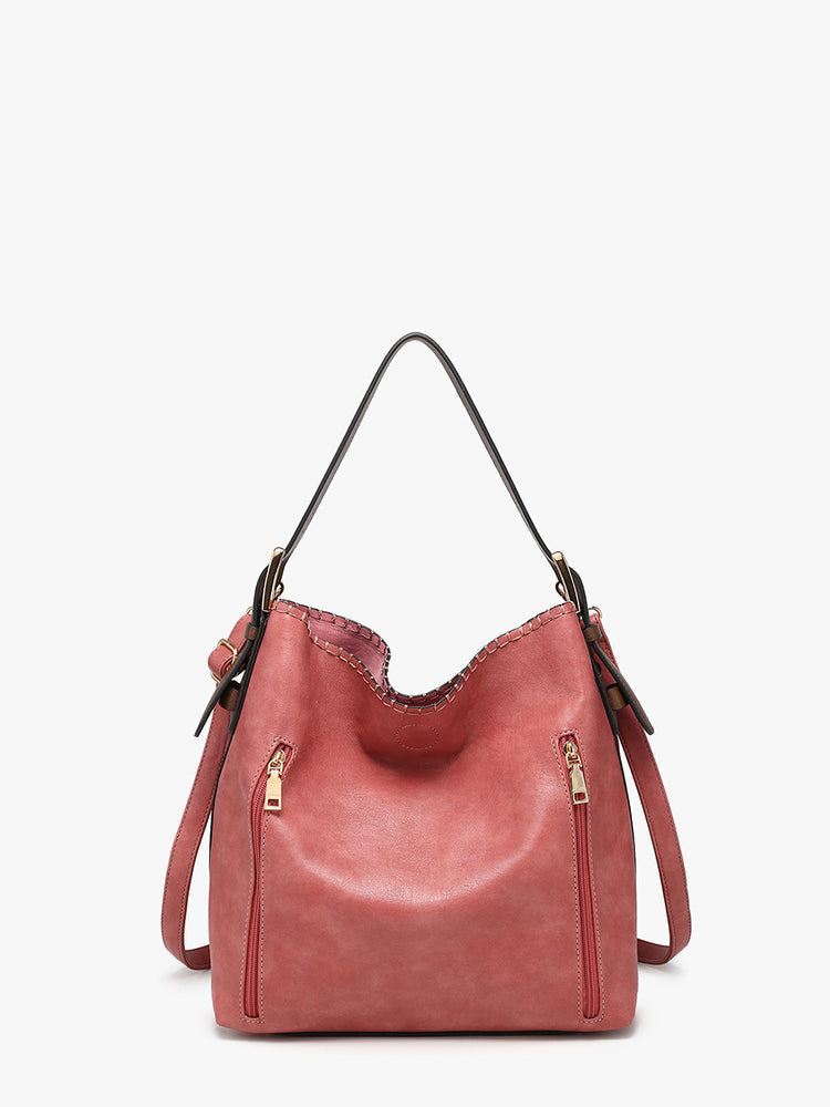 Jen & Co Alexa Vegan Leather Hobo Bag - Brick